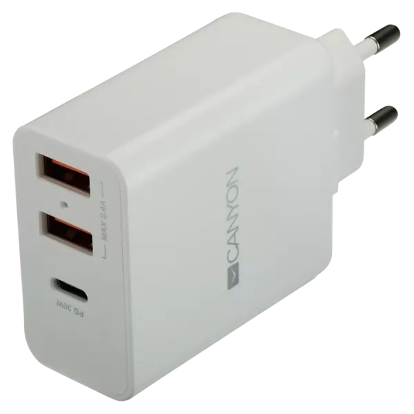 Canyon H-08 white (QC/PD 30W) Мережевий зарядний пристрiй