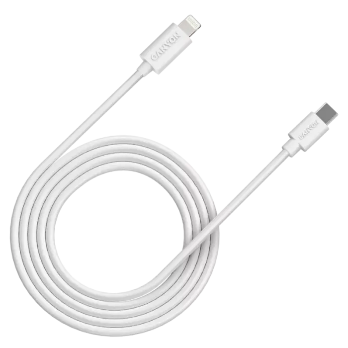 Canyon CFI12B white (Lightning - USB-C ) 2м 20Вт Кабель