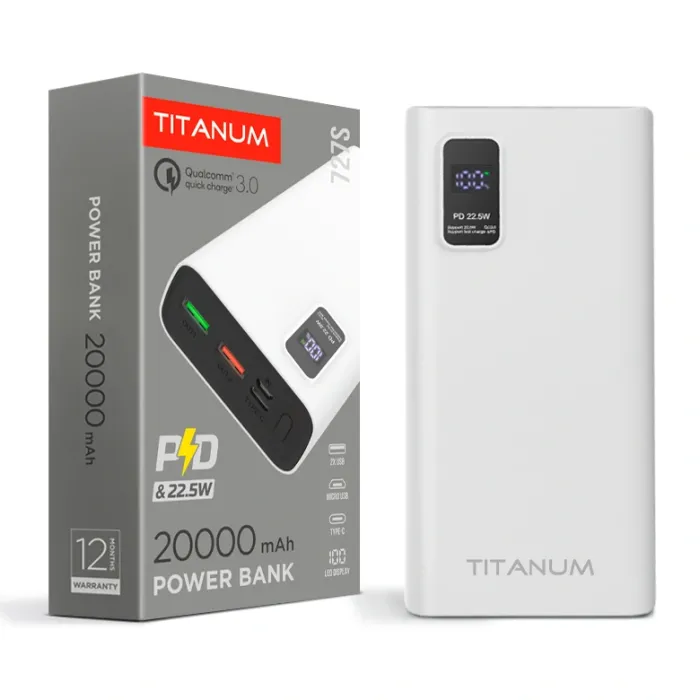 TITANUM 727S White 20 000 мА•г Повербанк