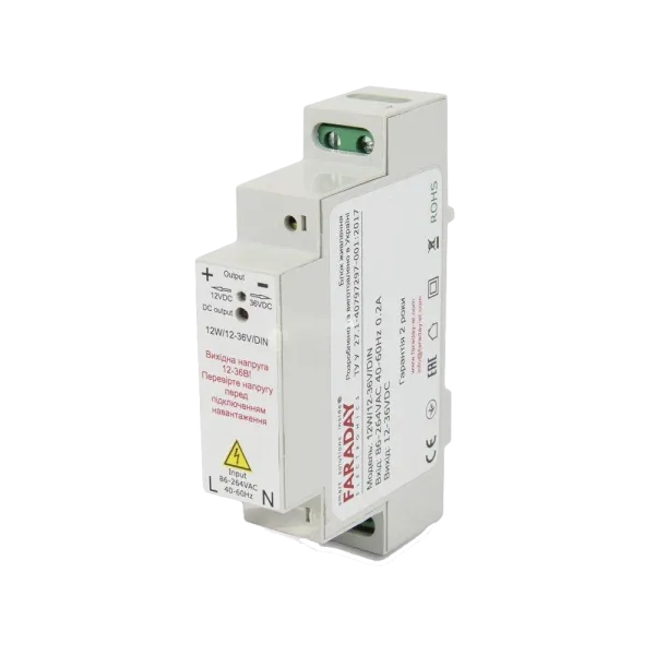 Faraday Electronics 12W/12-36V/DIN 11.8-37.5В 1-0.3А Блок живлення