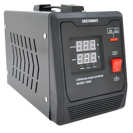 Green Wave Mauser 1500VA (1050Вт) Стабілізатор напруги релейний 1xShuko, DC140-260V, AC220±8%, BOX