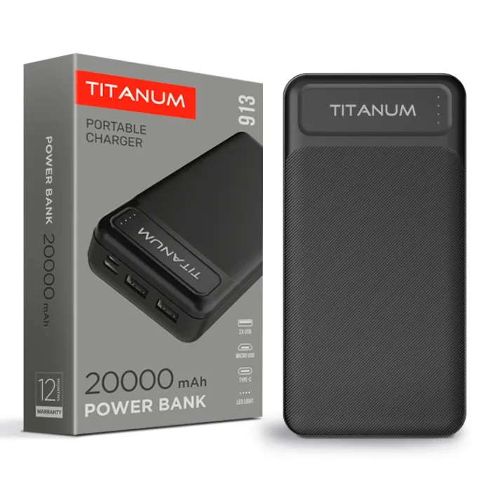 TITANUM TPB-913 Black 20000mAh Повербанк