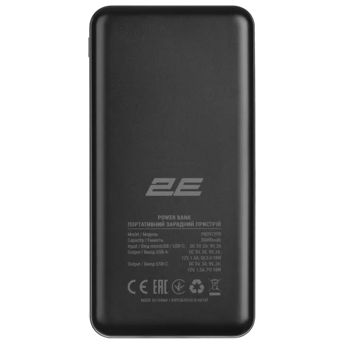 2E 20000mAh Geometry PD+QC 3.0 18W black Повербанк