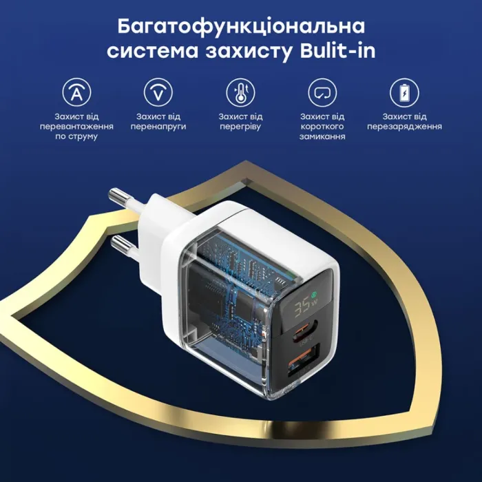 Choetech PD6052 White PD35W GAN A+C Адаптер